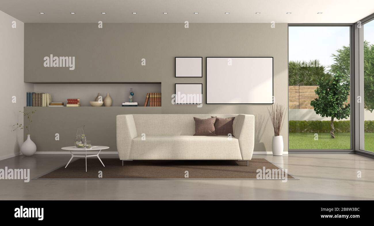 Beige minimalist living room deals