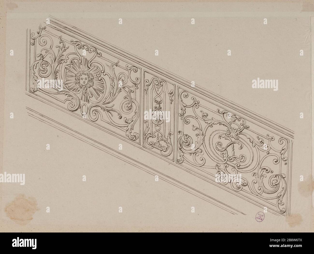 Detail of the railing of the stairs of the Queen at the Tuileries Stock ...