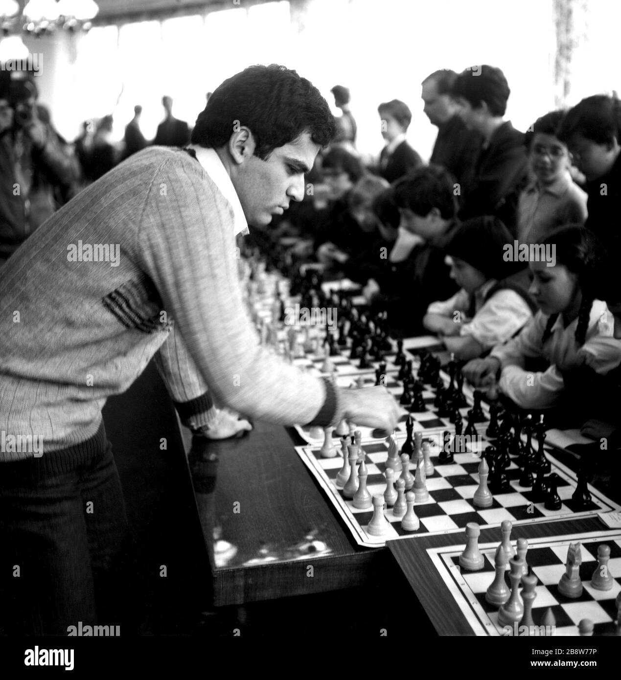 World Champion chess master Garry Kasparov studies the board during News  Photo - Getty Images