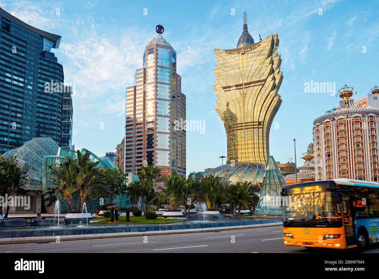 High-rise buildings around Ferreira do Amaral Plaza. Macau, China. Stock Photo