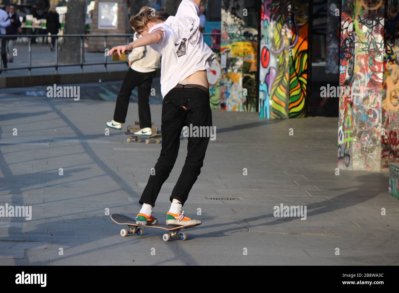 London-  Skateboader on the Southbank Stock Photo