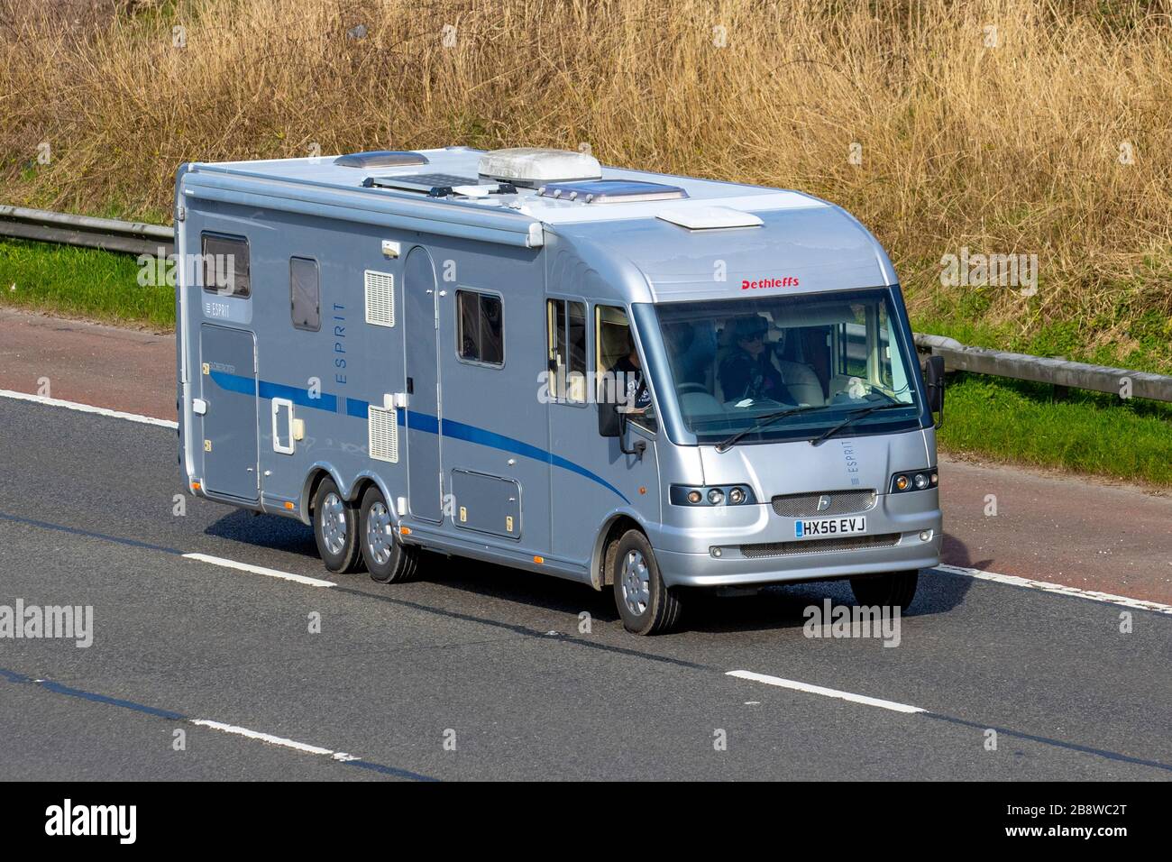 2006 Silver Fiat Esprit Dethleffs Touring Caravans and Motorhomes,  campervans, RV leisure vehicle, family holidays, vacations, caravan  holiday, life on the road, M6 Motorway Manchester, UK Stock Photo - Alamy