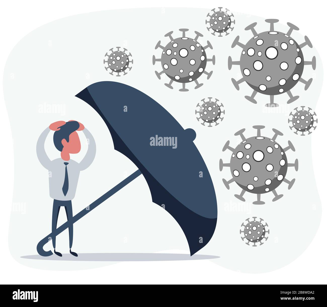 Umbrella protecting merchants immune novel coronavirus pneumonia infection Stock Vector