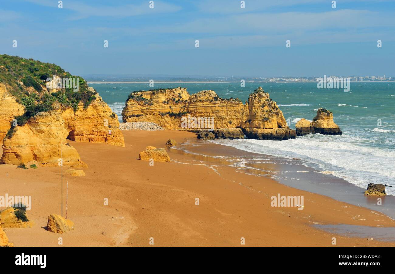 Beautiful beach of Santa Ana in Lagos, Algarve, Portugal Stock Photo