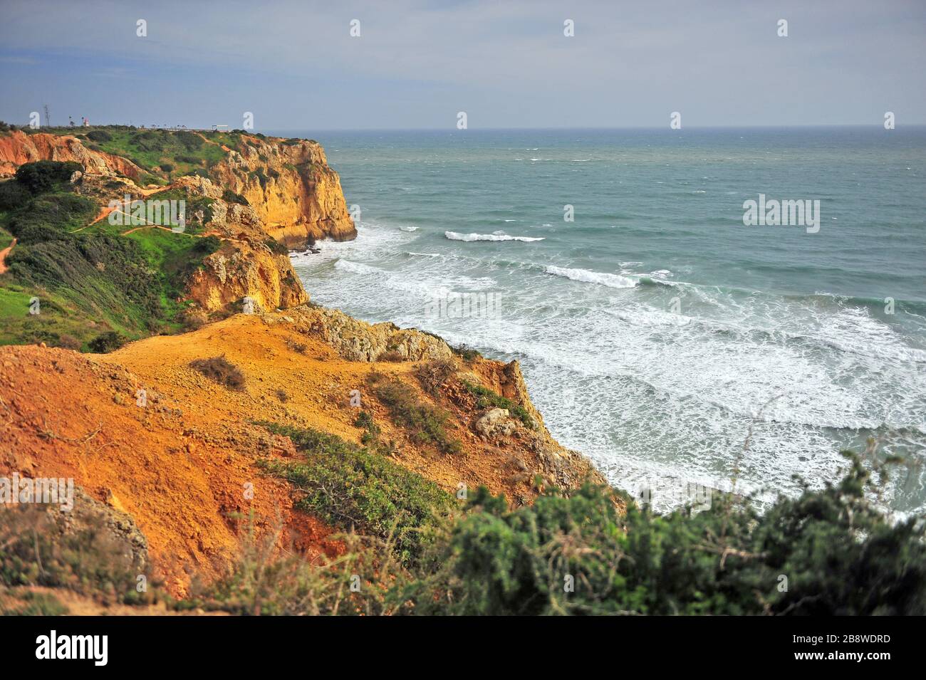 Scenic view of Atlantic coastline at Lagos, Portugal Stock Photo