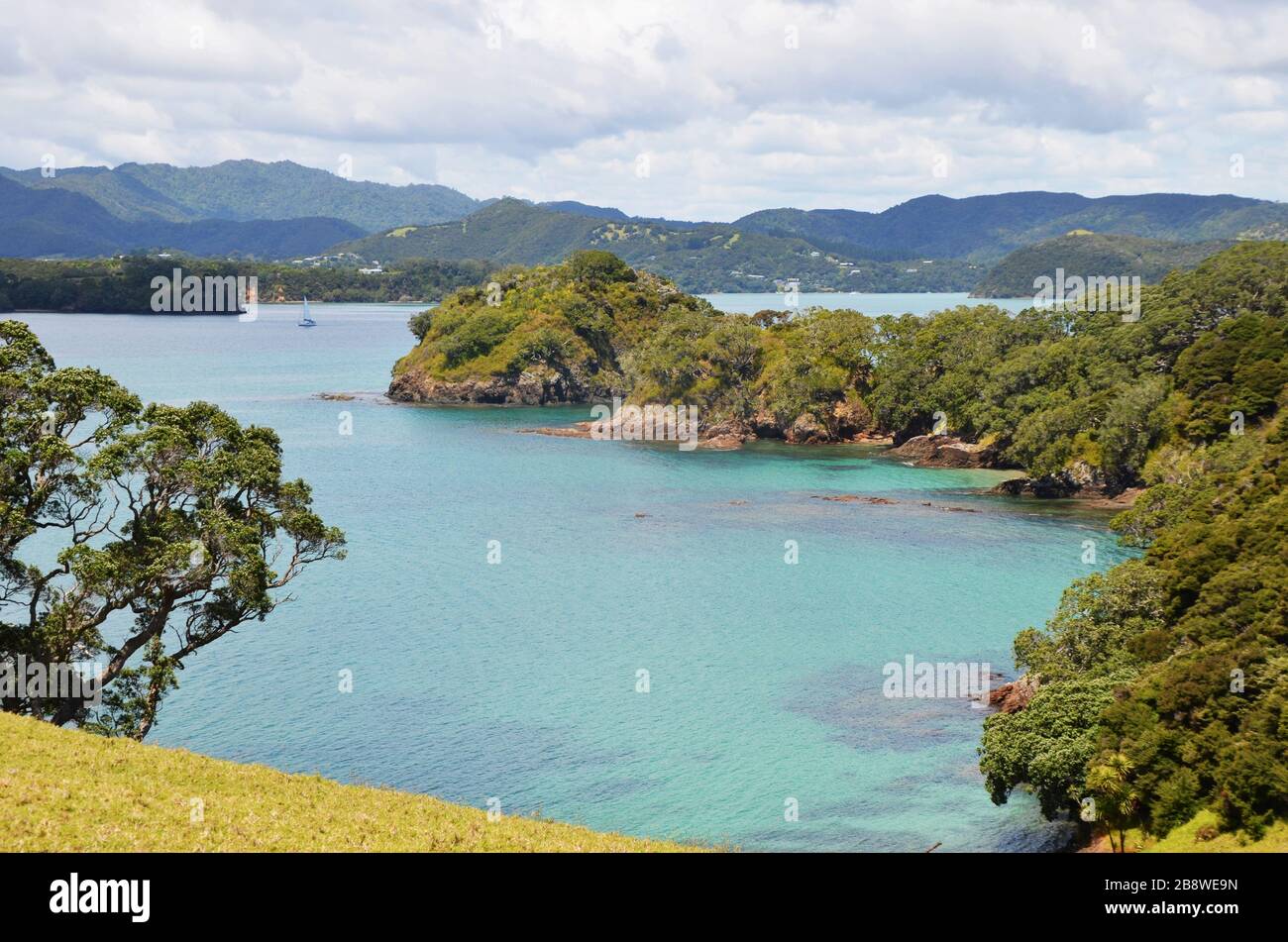 Aerial view on the bay of islands new zealand Stock Photo