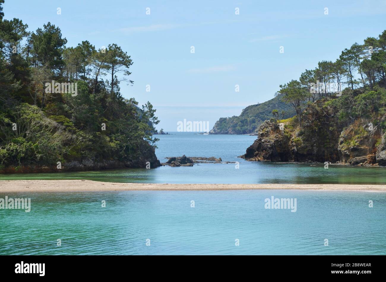 Double bay in the Bay of Islands New Zealand Stock Photo
