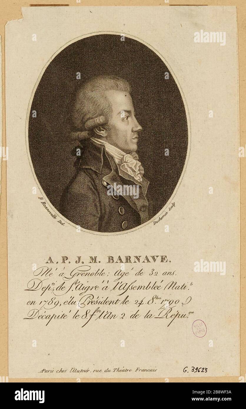A.P.J.M. Barnave / born in Grenoble: 32 years old. Stock Photo
