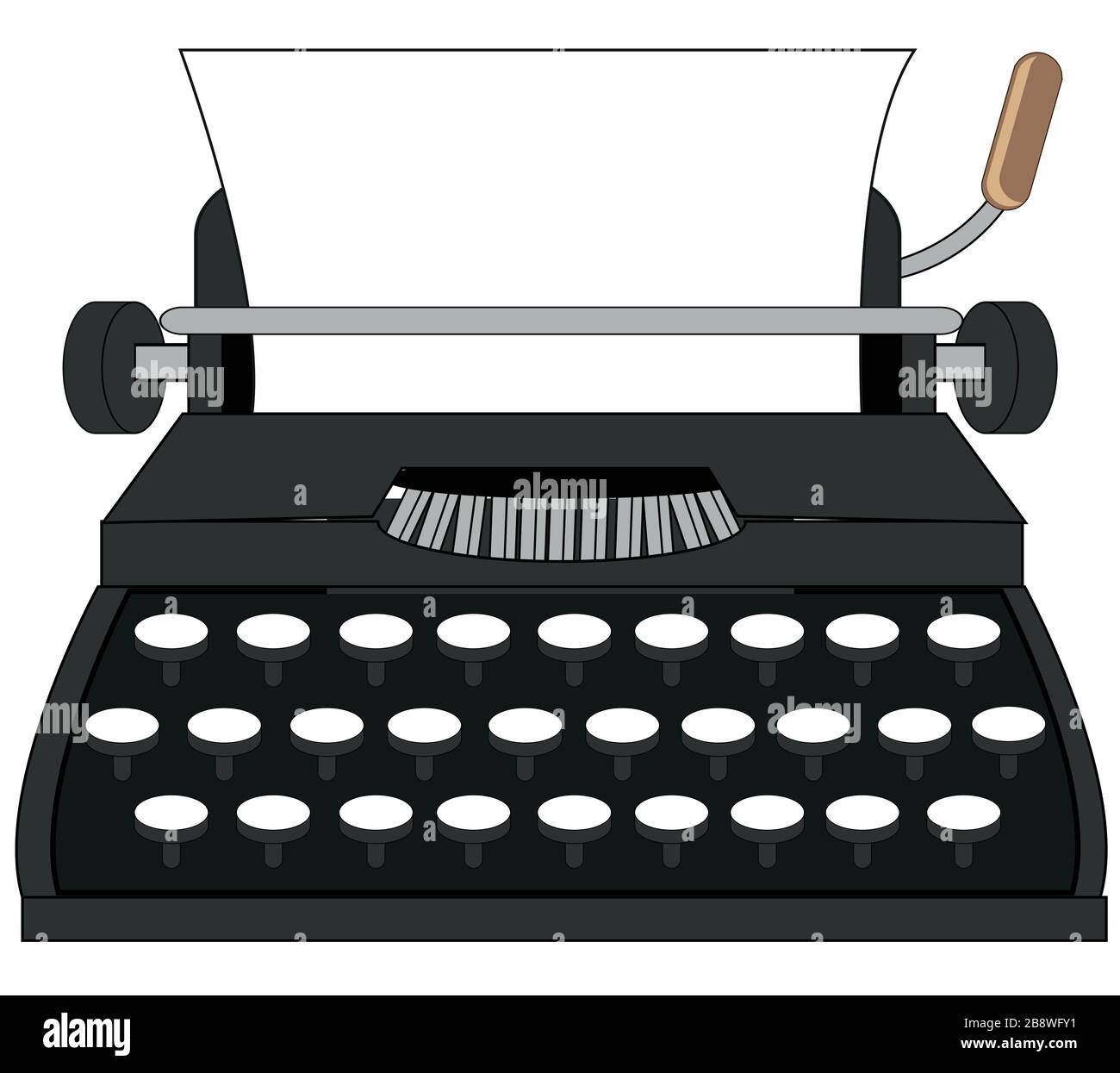 Vector illustration of the cartoon of the outdated typewriter Stock Vector