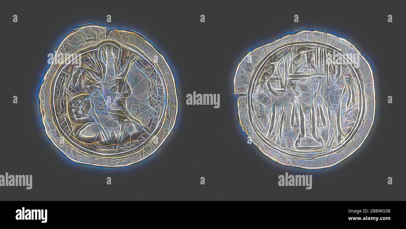 Coin Portraying King Sapor II, AD 309/379, Sasanian, Persia, Khorasan, Silver, Diam. 2.8 cm, 4.20 g, Reimagined by Gibon, design of warm cheerful glowing of brightness and light rays radiance. Classic art reinvented with a modern twist. Photography inspired by futurism, embracing dynamic energy of modern technology, movement, speed and revolutionize culture. Stock Photo