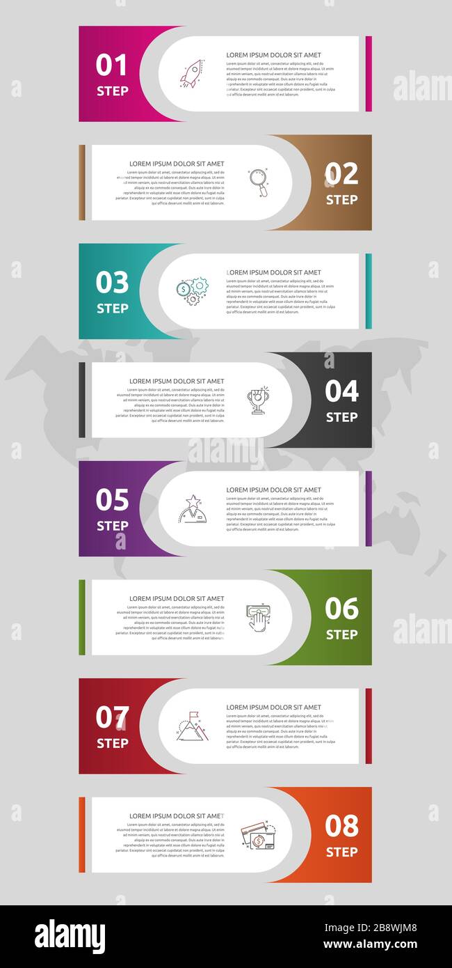 Vector template labels infographics. Business concept with 8 options