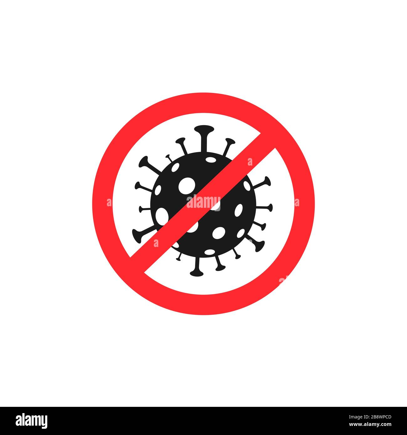 Coronavirus Icon with Red Prohibit Sign Stock Vector