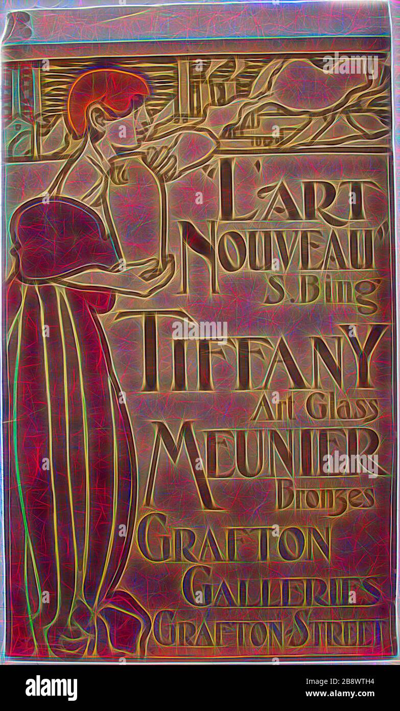 L’Art Nouveau, Grafton Galleries, 1899, Frank Brangwyn (English, 1867-1956), printed by Charles Verneau (French, active 1890s), England, Color lthograph on cream wove paper, laid down on linen, 773 × 493 mm, Reimagined by Gibon, design of warm cheerful glowing of brightness and light rays radiance. Classic art reinvented with a modern twist. Photography inspired by futurism, embracing dynamic energy of modern technology, movement, speed and revolutionize culture. Stock Photo