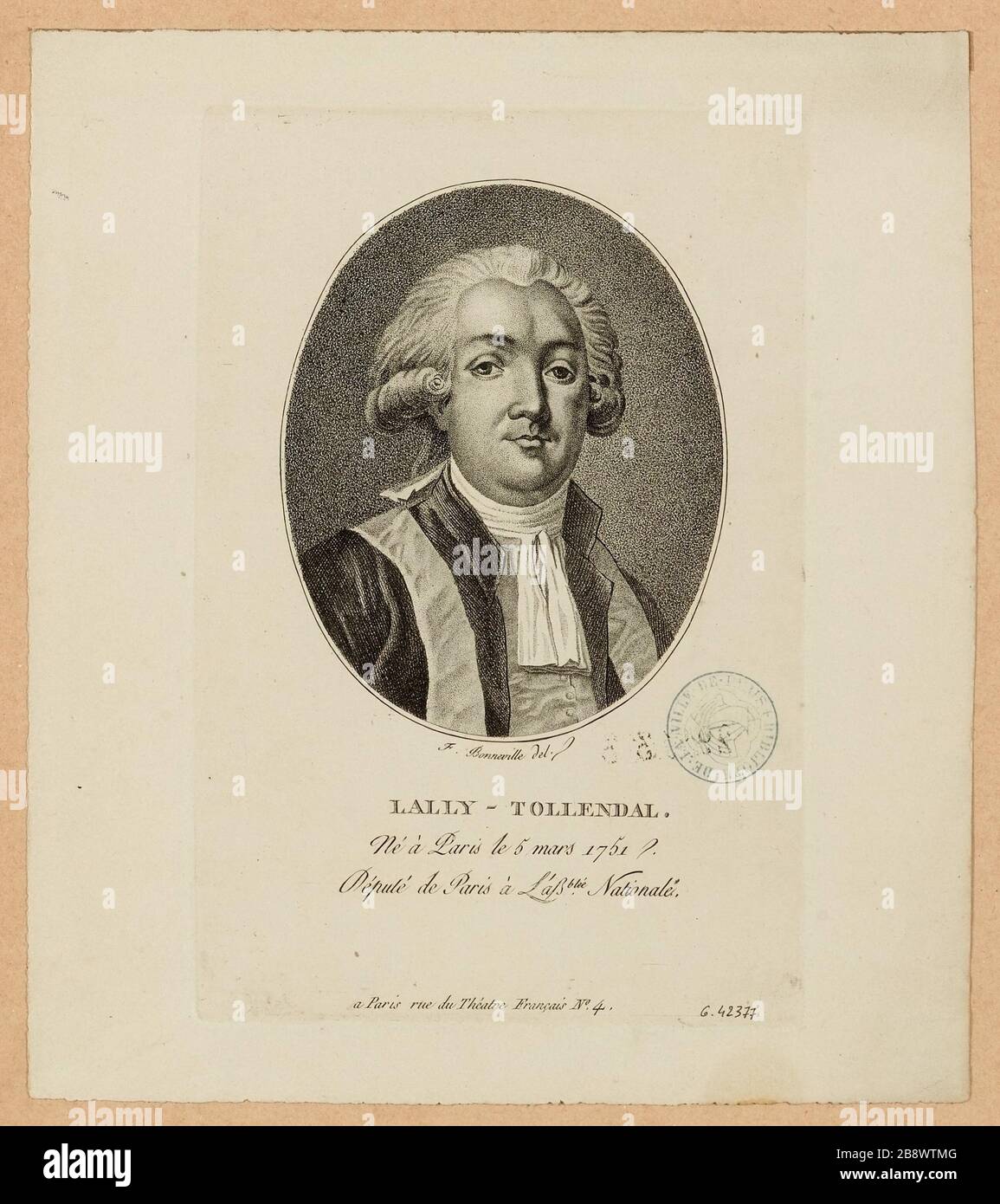 Lally-Tollendal./ Born in Paris March 5, 1751 / Deputy of Paris to the National assblée. Stock Photo