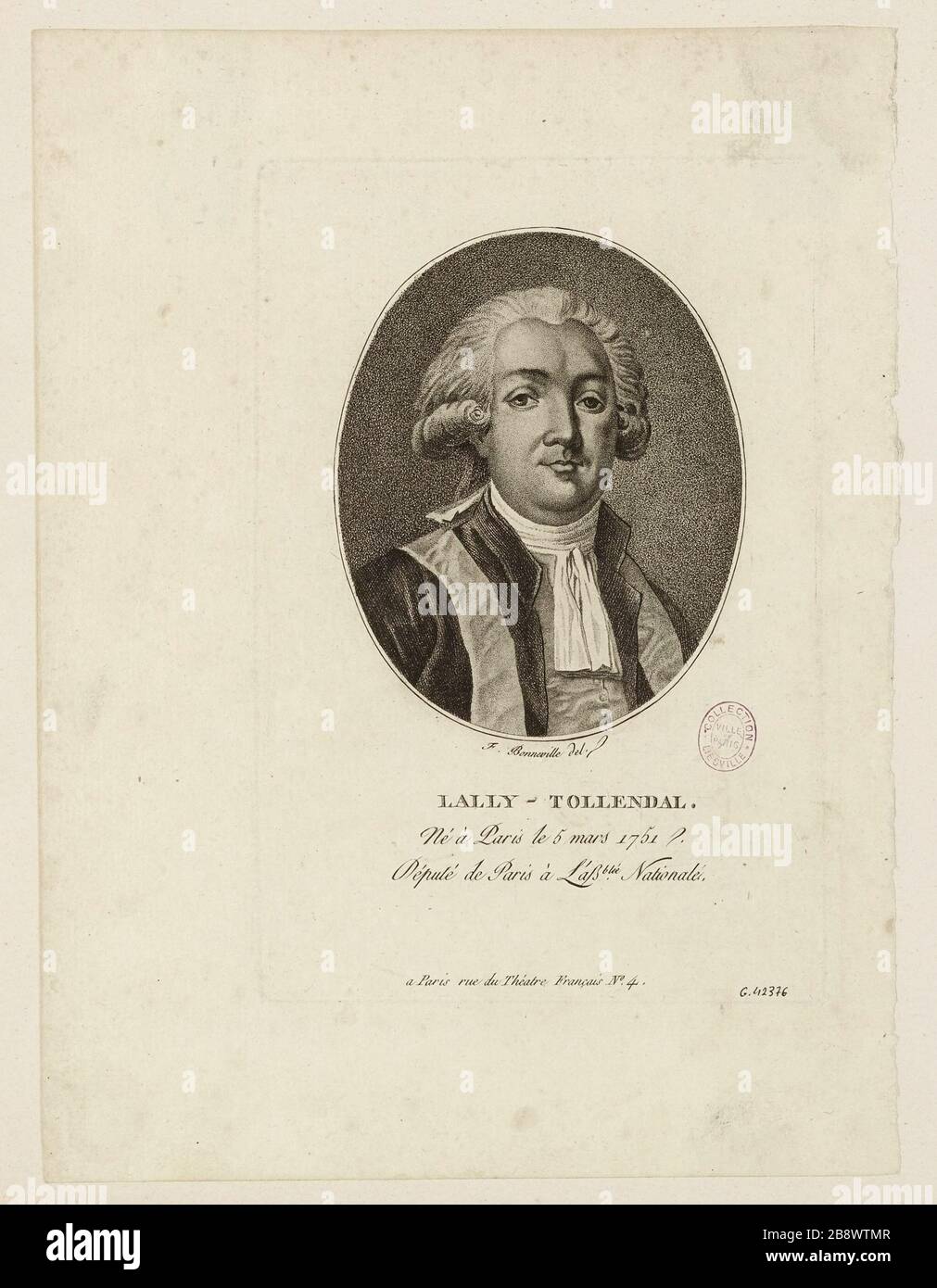 Lally-Tollendal./ Born in Paris March 5, 1751 / Deputy of Paris in ablée. National. Stock Photo