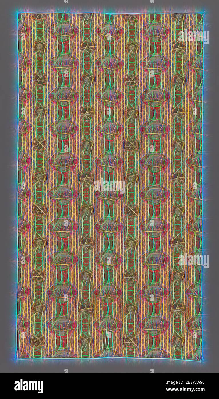 Panel (Furnishing Fabric), 1892/93, United States, Cotton, plain weave, roller printed, two loom widths pieced, 236 x 127.9 cm (92 7/8 x 50 3/8 in.), Reimagined by Gibon, design of warm cheerful glowing of brightness and light rays radiance. Classic art reinvented with a modern twist. Photography inspired by futurism, embracing dynamic energy of modern technology, movement, speed and revolutionize culture. Stock Photo