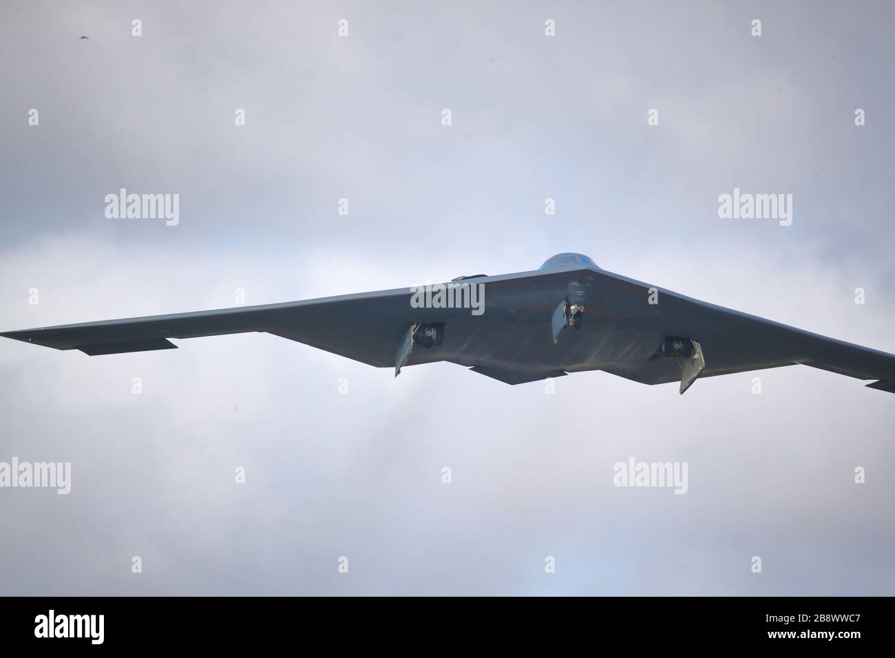 Northrop Grumman B-2 Spirit stealth bomber leaving for the USA after exercises in Europe, RAF Fairford, UK Stock Photo