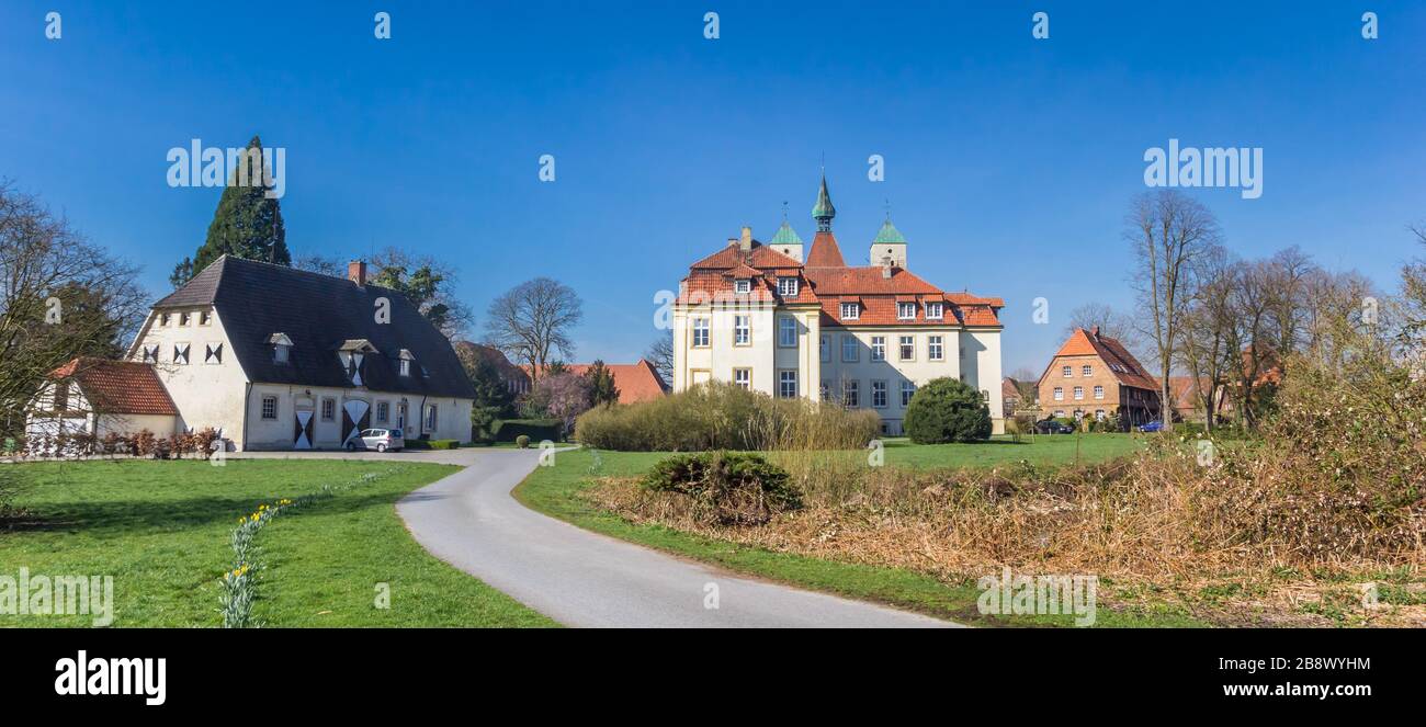 Panorama of the castle and garden of Freckenhorst, Germany Stock Photo