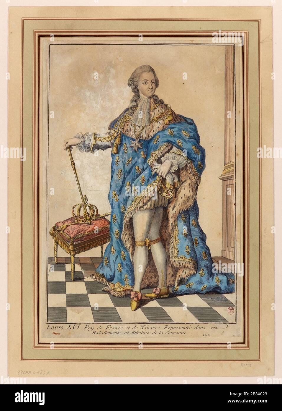 Louis XVI King of France and Navarre Represented in his / Apparels and Crown Attributes Stock Photo
