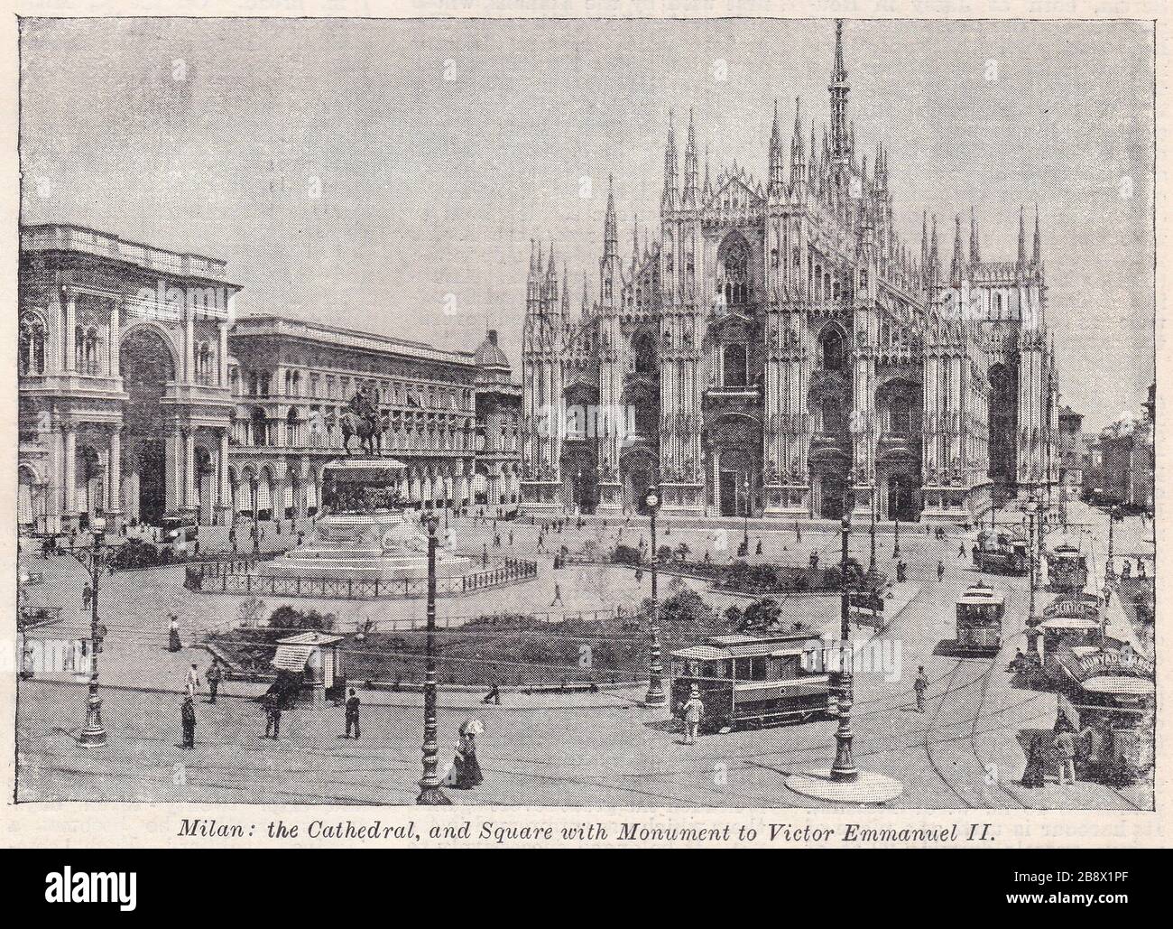 Vintage black and white photo of Milan 1900s. Stock Photo