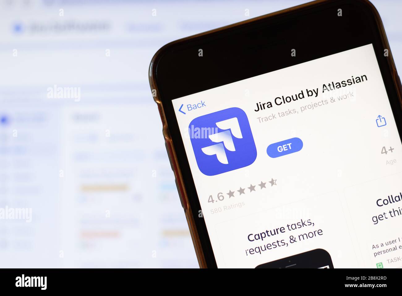 Los Angeles California Usa 24 March Jira Cloud By Atlassian App Logo On Phone Screen Close Up With Website On Background With Icon Stock Photo Alamy