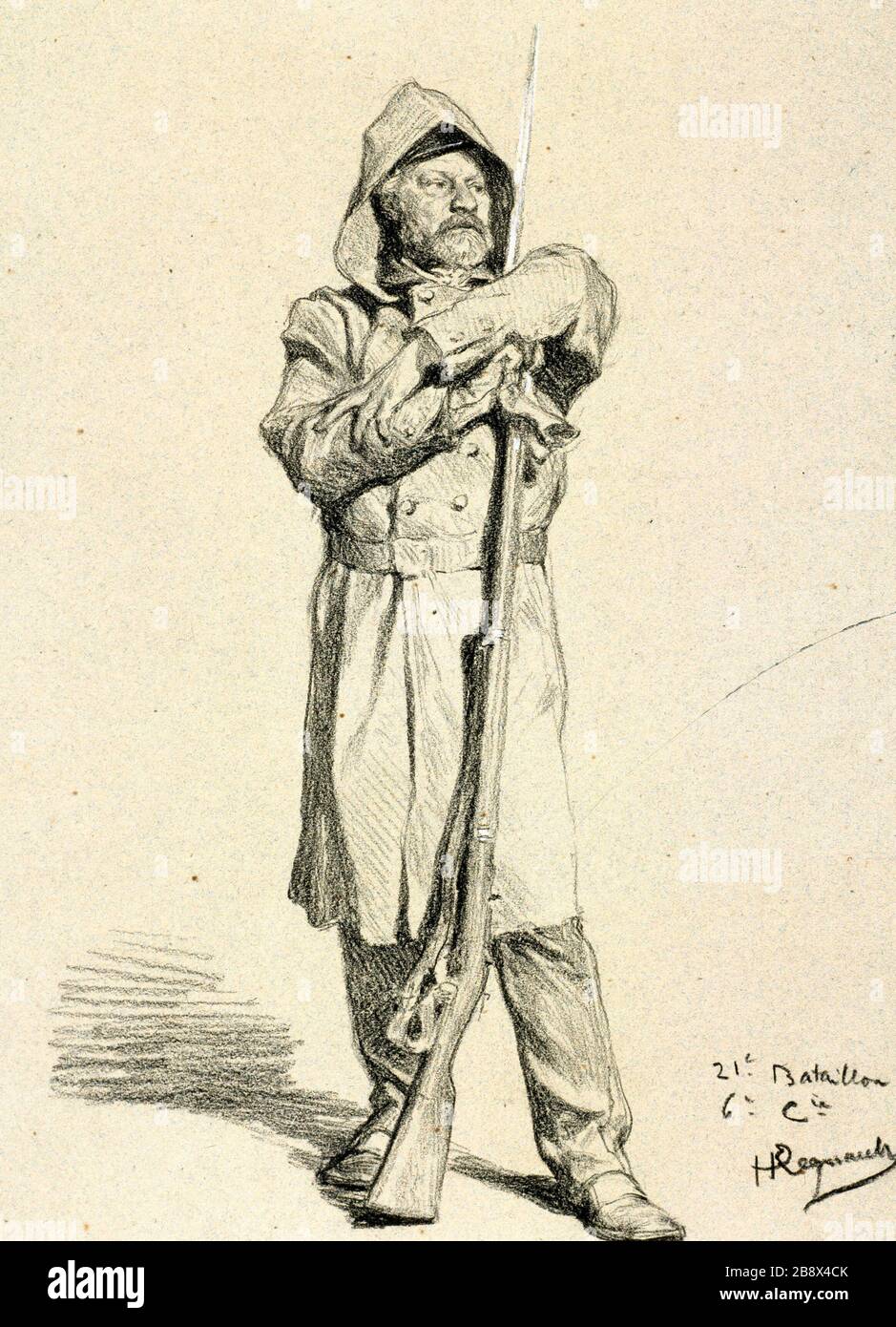 21ST BATTALION - 6TH COMPANY - ALEXANDRE BIDA Henri Regnault (1843-1871). 21ème bataillon - 6ème compagnie : Alexandre Bida. Paris, musée Carnavalet. Stock Photo