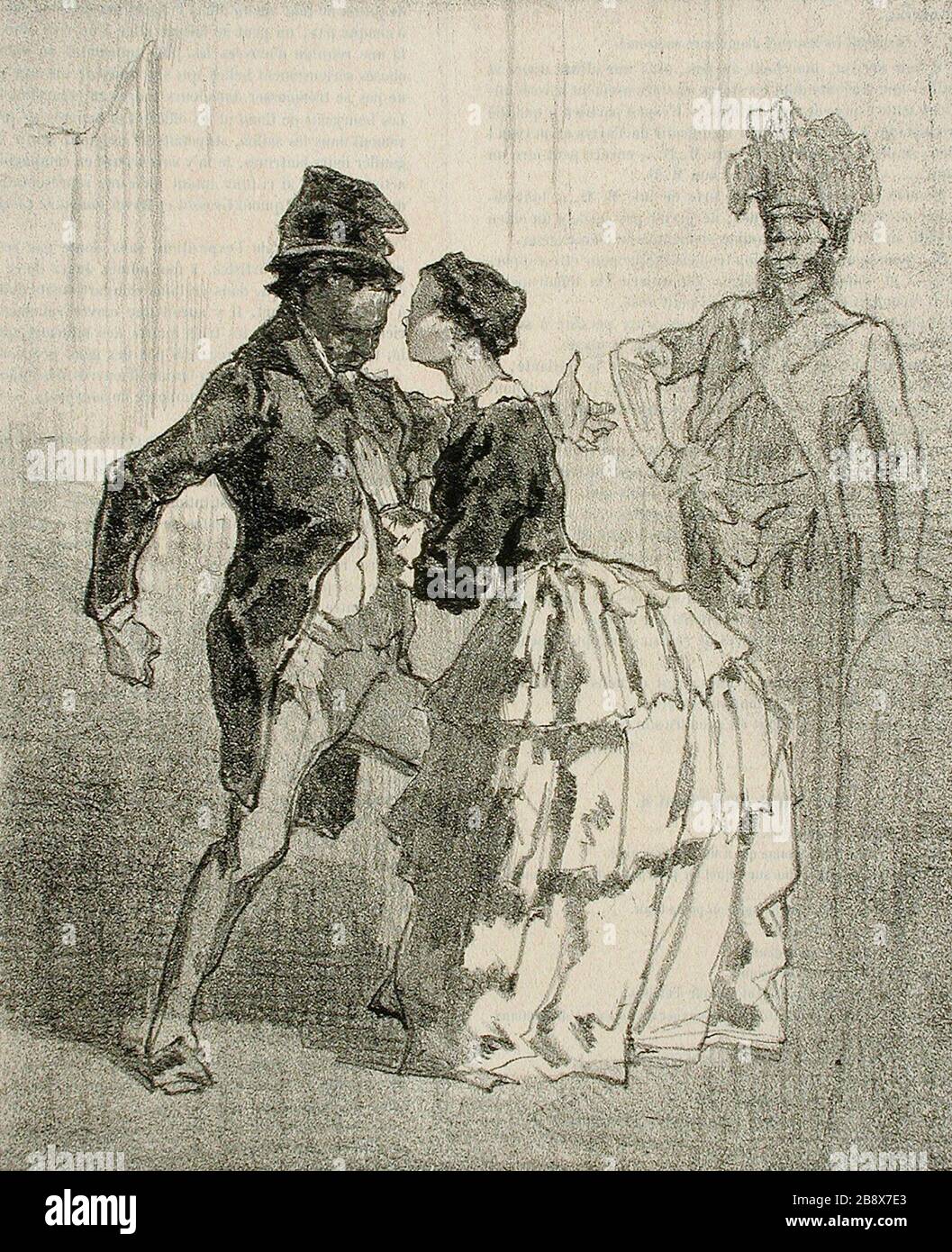 Les Framboisy; English: Belgium, 1856 Series: -Comment, Madame, je vous  trouve en conversation criminelle avec cet insulaire...-Mais, mon ami, tu  sais bien que je ne sais pas l'écossais... Periodical: Uylenspiegel, no. 25,