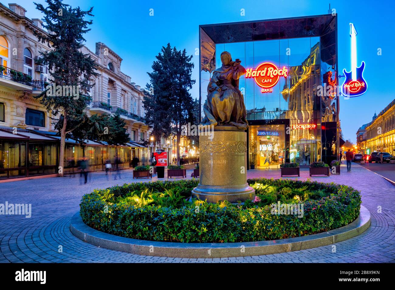 Statue of Khurshidbanu Natavan on Aziz Aliyev Square, Baku, Azerbaijan Stock Photo