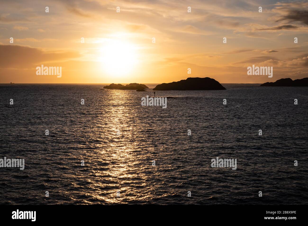 Sunset over the Norwegian Sea. Stock Photo