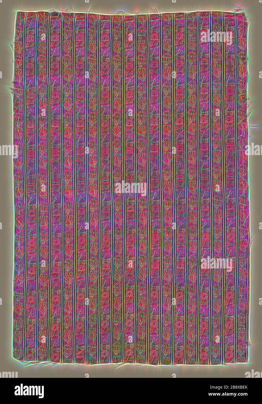 Dress Fabric, 18th century, Iran, Iran, Silk, satin weave with with weft-faced patterning, 51.5 × 34.3 cm (20 1/4 × 13 1/2 in.), Reimagined by Gibon, design of warm cheerful glowing of brightness and light rays radiance. Classic art reinvented with a modern twist. Photography inspired by futurism, embracing dynamic energy of modern technology, movement, speed and revolutionize culture. Stock Photo