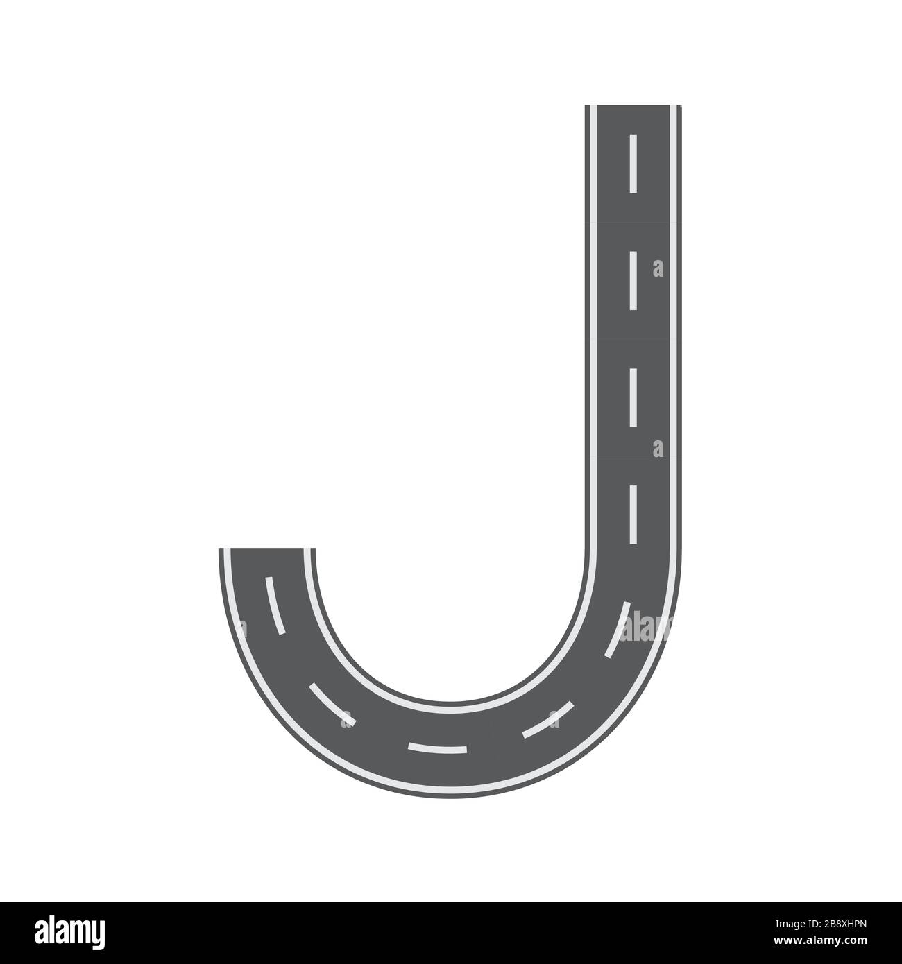 J letter for Road or street font. Flat and solid color vector illustration. Stock Vector