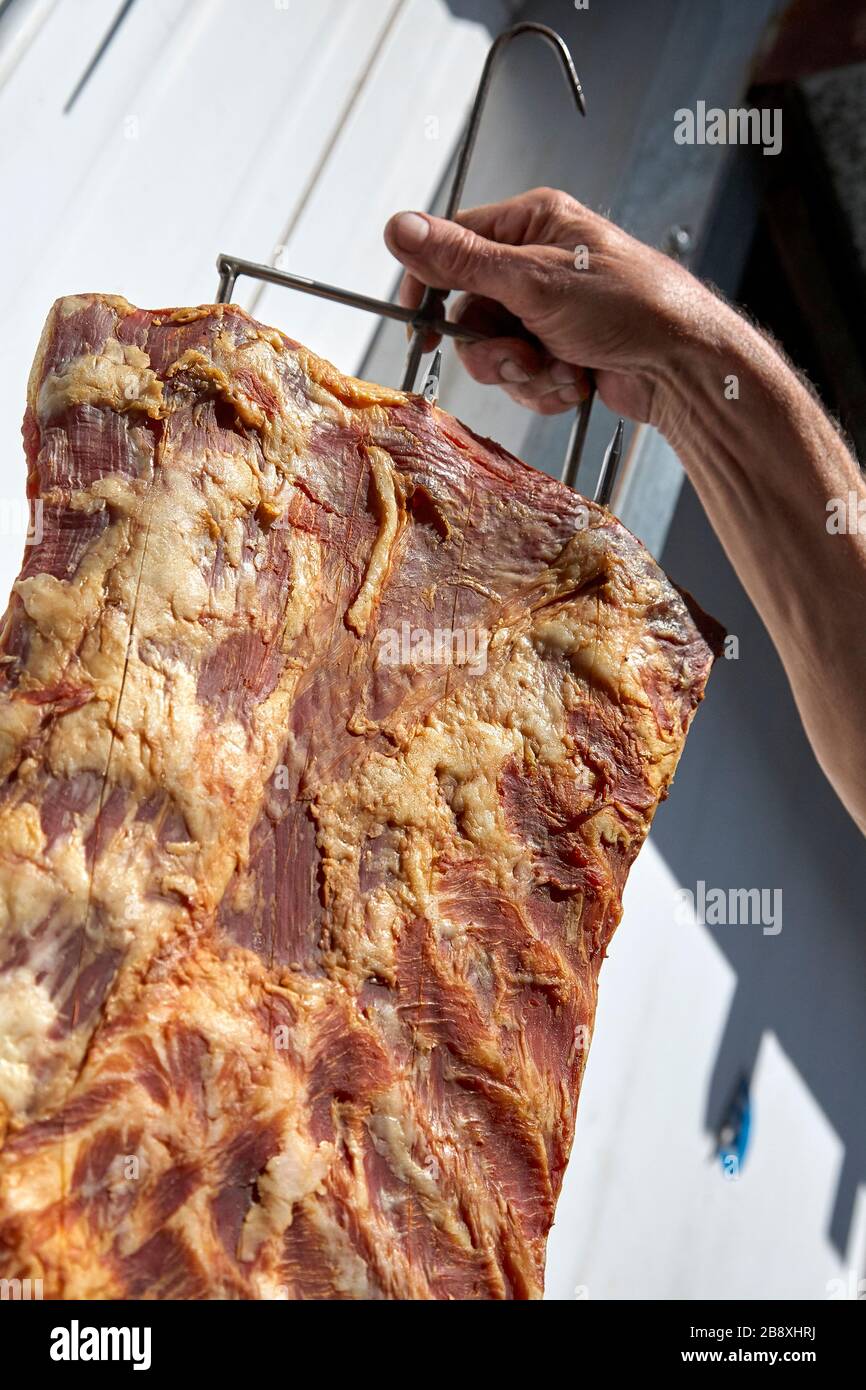 Dry cured and smoked bacon Stock Photo