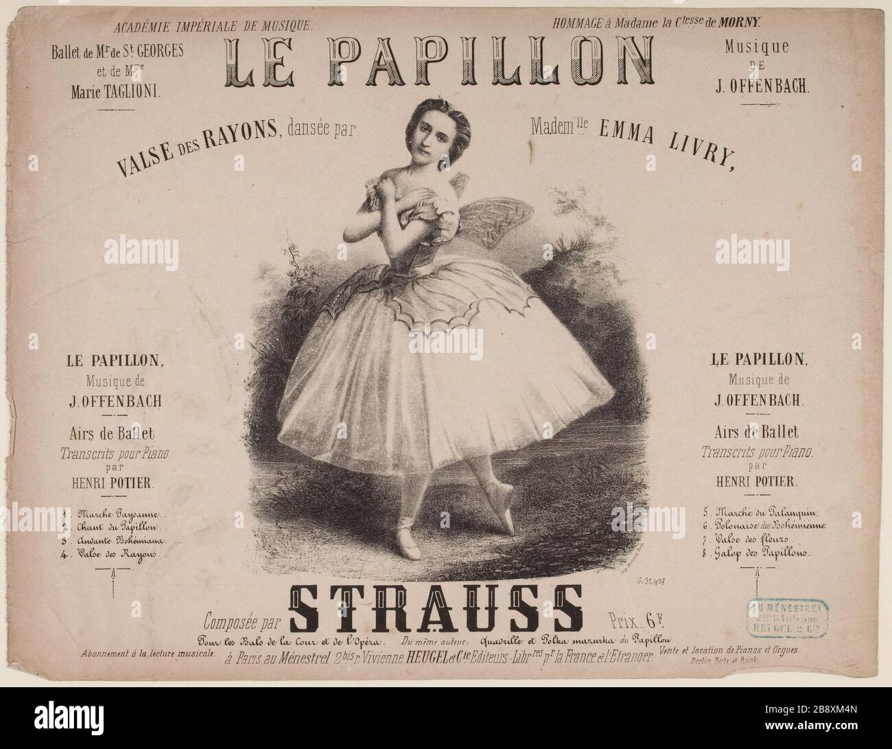 Le Papillon (ray waltz). waltz score title page by Strauss, from Offenbach  Stock Photo - Alamy