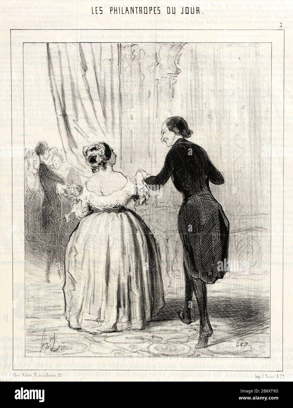 'Madame... ce n'est pas assez que d'avoir dansé au benéfice de ces pauvres Polonais...; English:  France, 1844 Series: Les Philantropes du jour, plate 5 Periodical: Le Charivari, 27 September 1844 Prints; lithographs Lithograph Sheet: 8 5/8 x 6 13/16 in. (21.91 x 17.3 cm) Gift of Norman and Leona Terry (AC1993.2.2) Prints and Drawings; 1844date QS:P571,+1844-00-00T00:00:00Z/9; ' Stock Photo