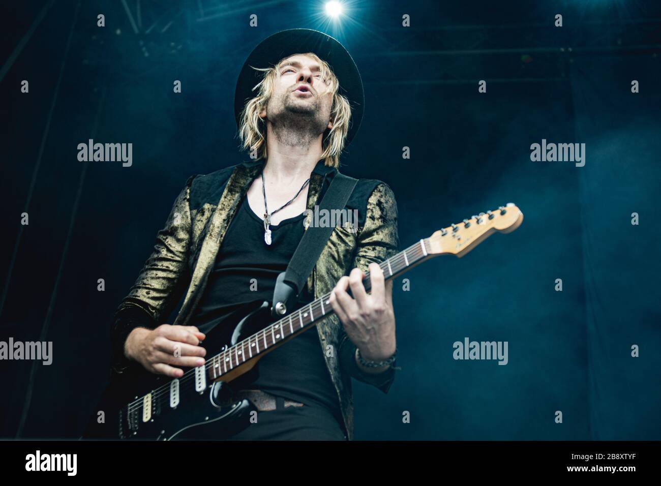 Copenhagen, Denmark. 22nd, June, 2017. The British hard rock band Inglorious performs a live during the Danish heavy metal music festival Copehell 2017 in Copenhagen. Here guitarist Drew Lowe is seen live on stage. (Photo credit: Gonzales Photo - Nikolaj Bransholm). Stock Photo
