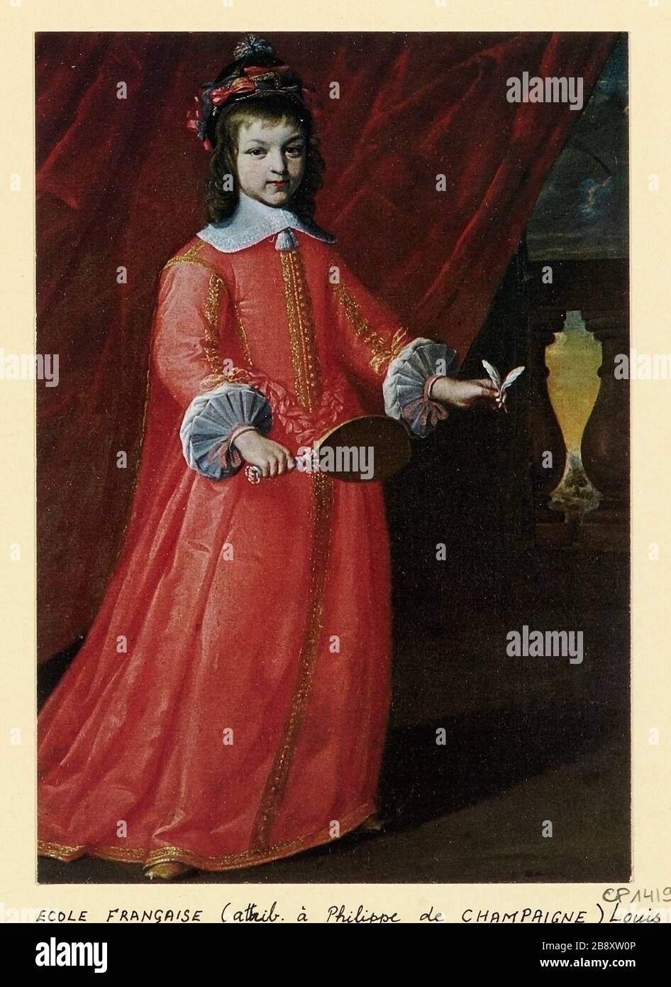 Reproduction of a portrait of Louis XIV child by P. de Champaigne Stock ...