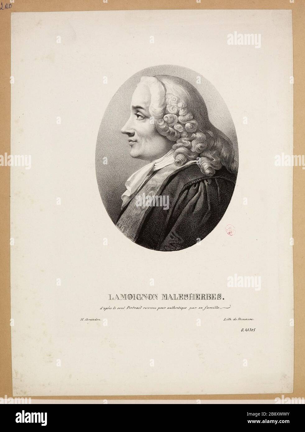 Lamoignon Malesherbes / after the only authentic portrait known for by his family. Stock Photo