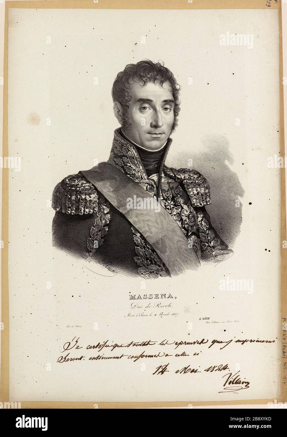 Massena / Duke of Rivoli. / Death in Paris, April 4, 1817. Stock Photo