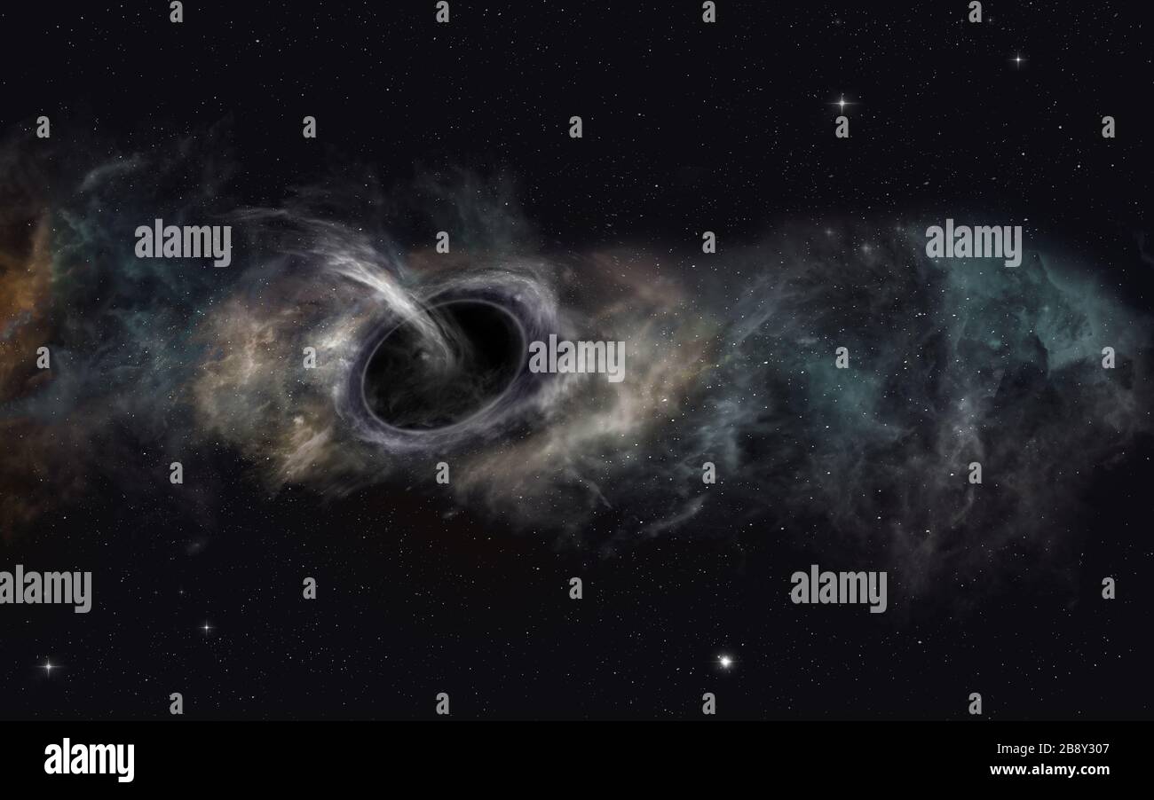 3d illustration. space exploration of black hole gravitation Stock Photo