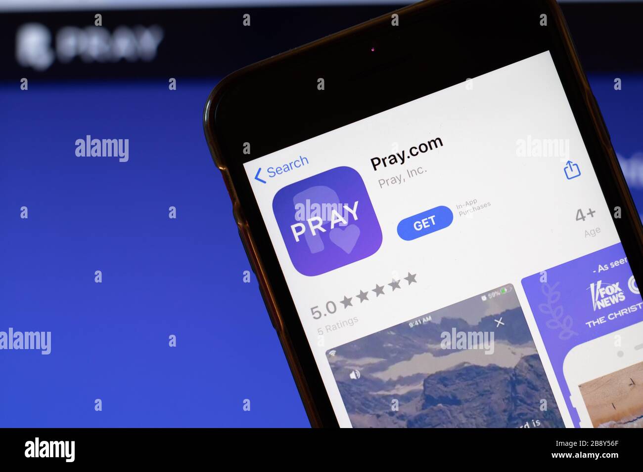 Los Angeles, California, USA - 24 March 2020: Pray.com app logo on ...