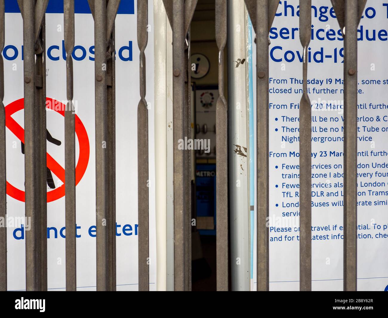 Goodge Street underground station closed due to coronavirus Stock Photo