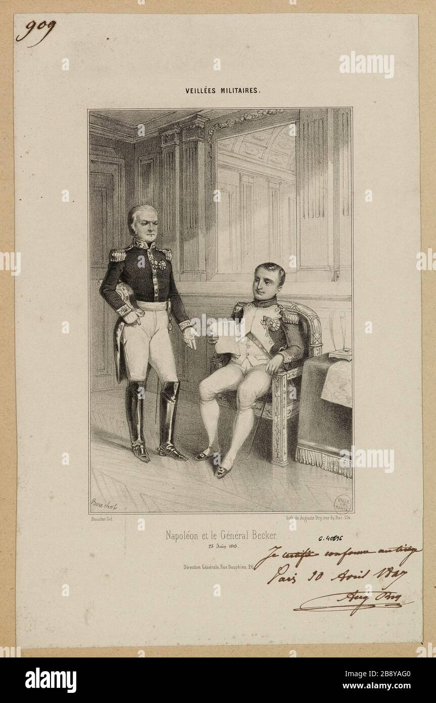 Military vigils. / Napoleon and General Becker. / June 25, 1815 Stock ...