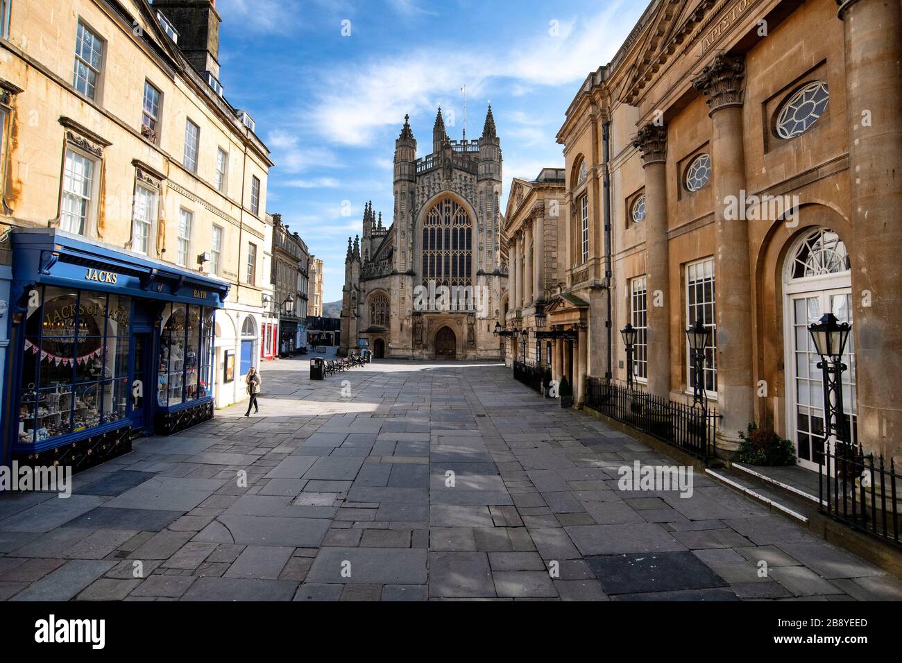 Bath Abbey Churchyard, usually busy with tourists visiting the Abbey ...