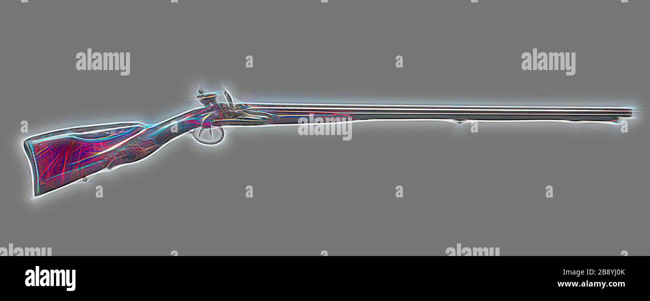 Double-Barreled Flintlock Shotgun, c. 1810, French, Paris, Jean Arlot,  active 1764-1818, Paris, Steel, gold, silver, walnut, leather, L: 120.7 cm  (47 1/2 in.), Reimagined by Gibon, design of warm cheerful glowing of