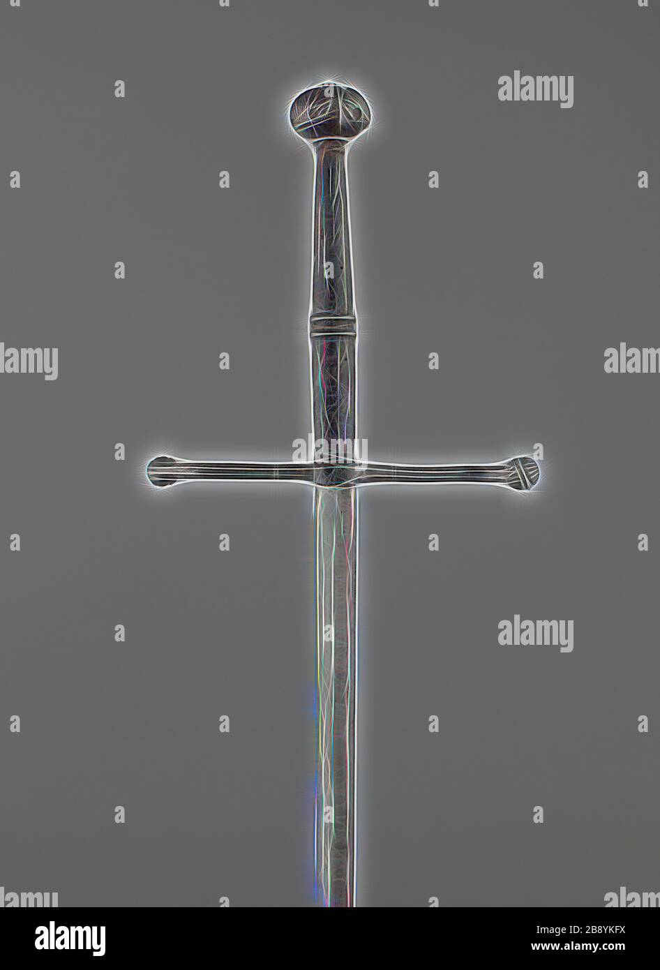 Thrusting Sword (Estoc), 1525/40, German, Germany, Steel, wood, and  leather, Overall L. 118.5 cm (46 3/4 in.), Reimagined by Gibon, design of  warm cheerful glowing of brightness and light rays radiance. Classic