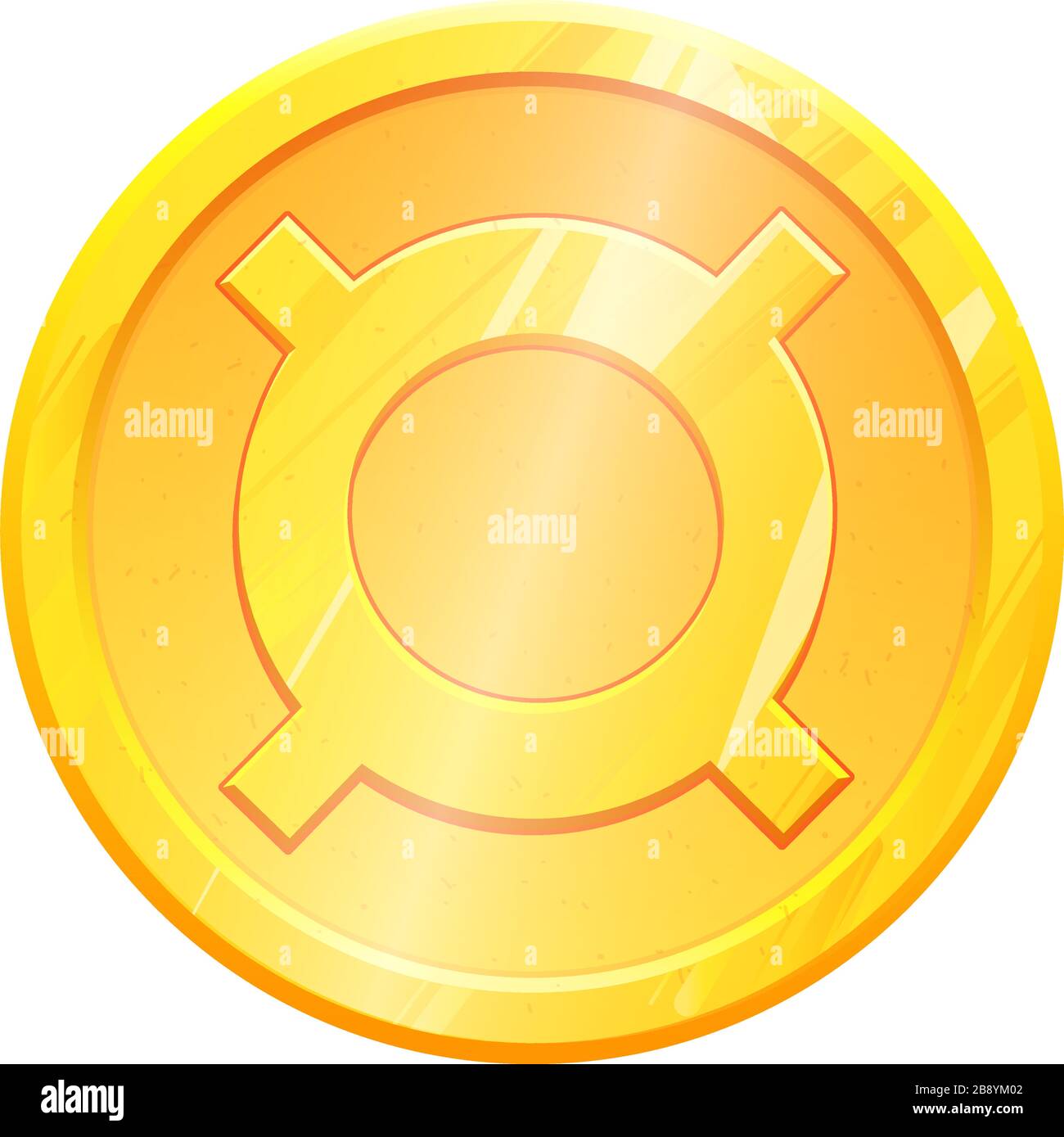 Golden coin generic currency icon symbol on white background. Finance investment concept. Exchange Money banking illustration. Business income earnings. Financial sign stock vector. Stock Vector