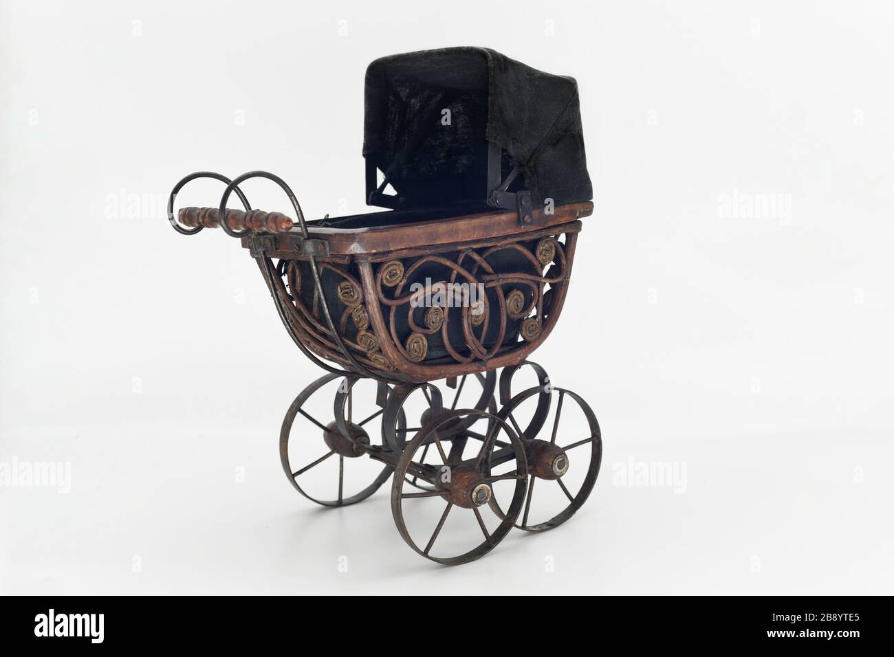 antique wooden baby carriage