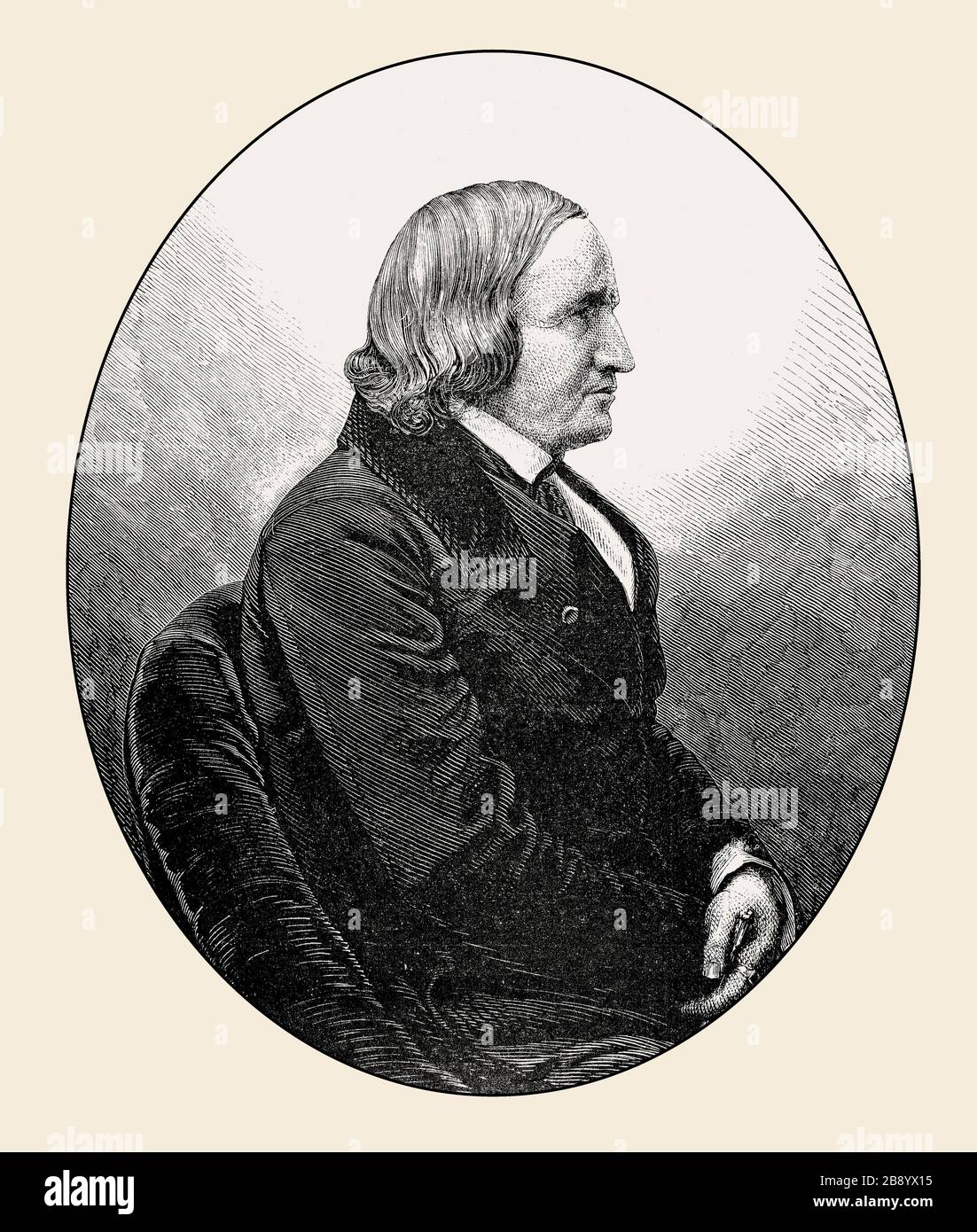 Portrait of Alfred Victor de Vigny, 1797 - 1863, a French poet, playwright and novelist Stock Photo