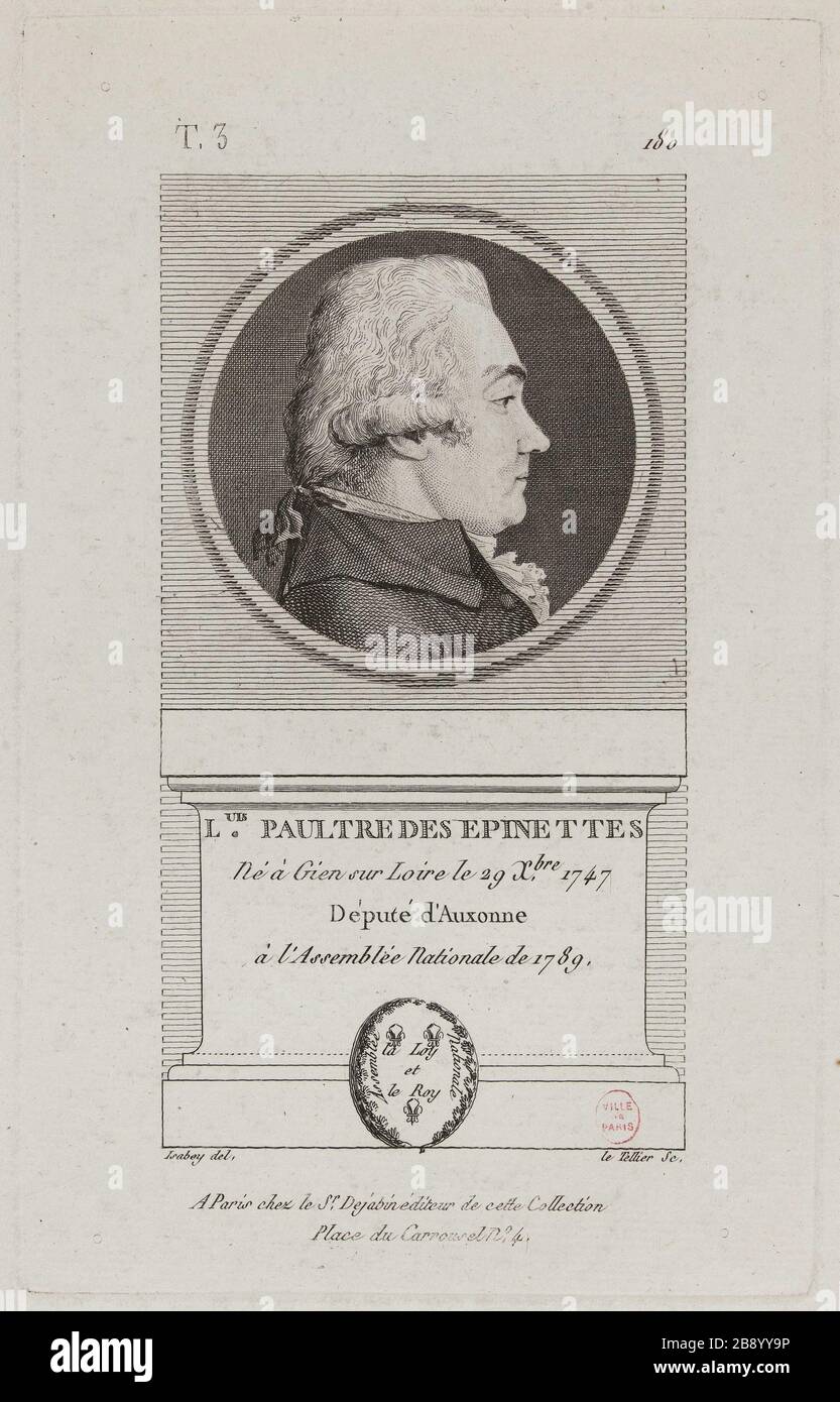 Luis Paultre des Epinettes, depute of Auxonne. Charles-François Le Tellier (1743-1800). 'Luis Paultre des Epinettes, député d'Auxonne'. Physionotrace. Paris, musée Carnavalet. Stock Photo