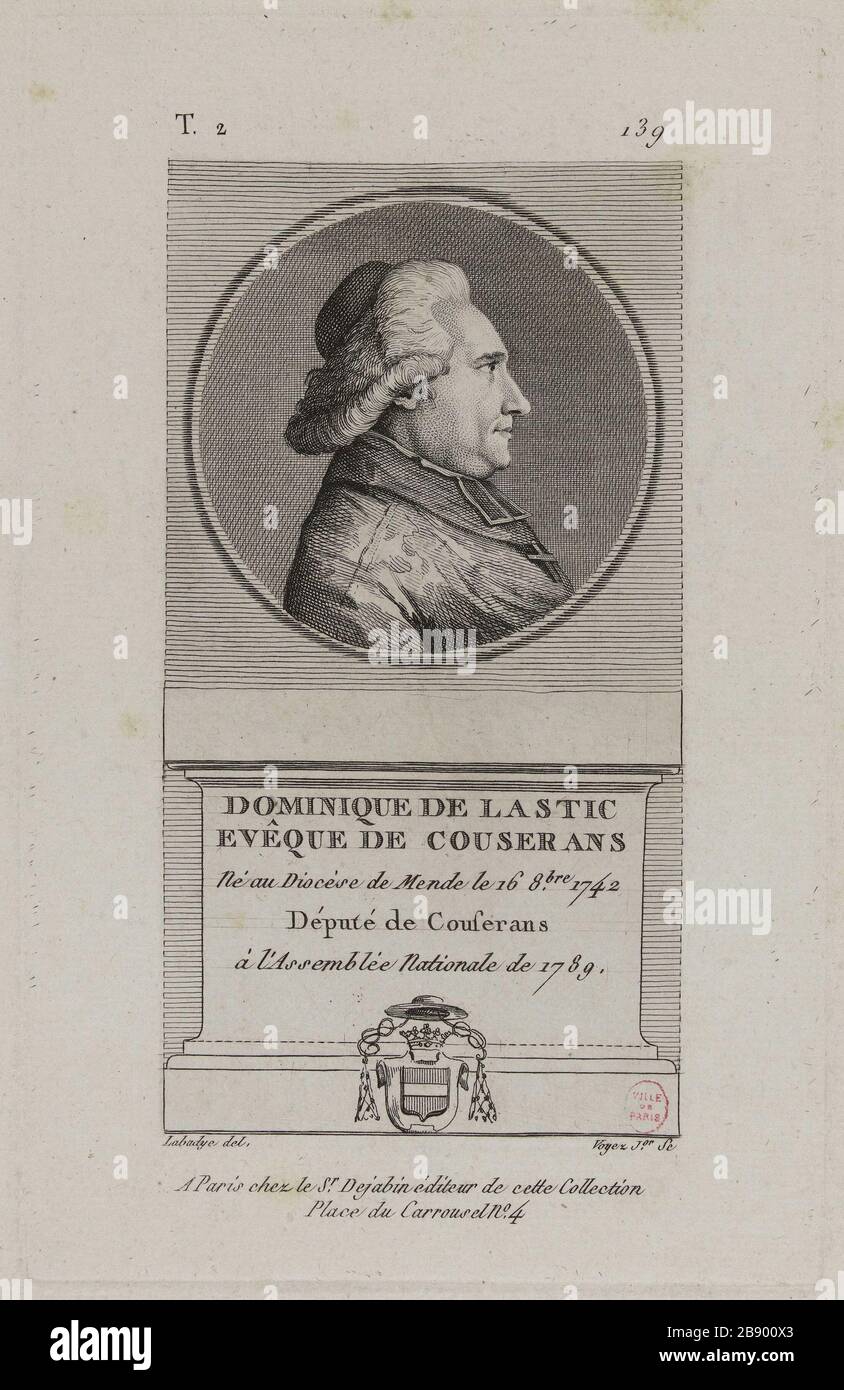 Dominique de Lastic bishop of Couserans. Francois Voyez (1746-1805). 'Dominique de Lastic évêque de Couserans''. Physionotraces. Paris, musée Carnavalet. Stock Photo
